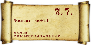 Neuman Teofil névjegykártya
